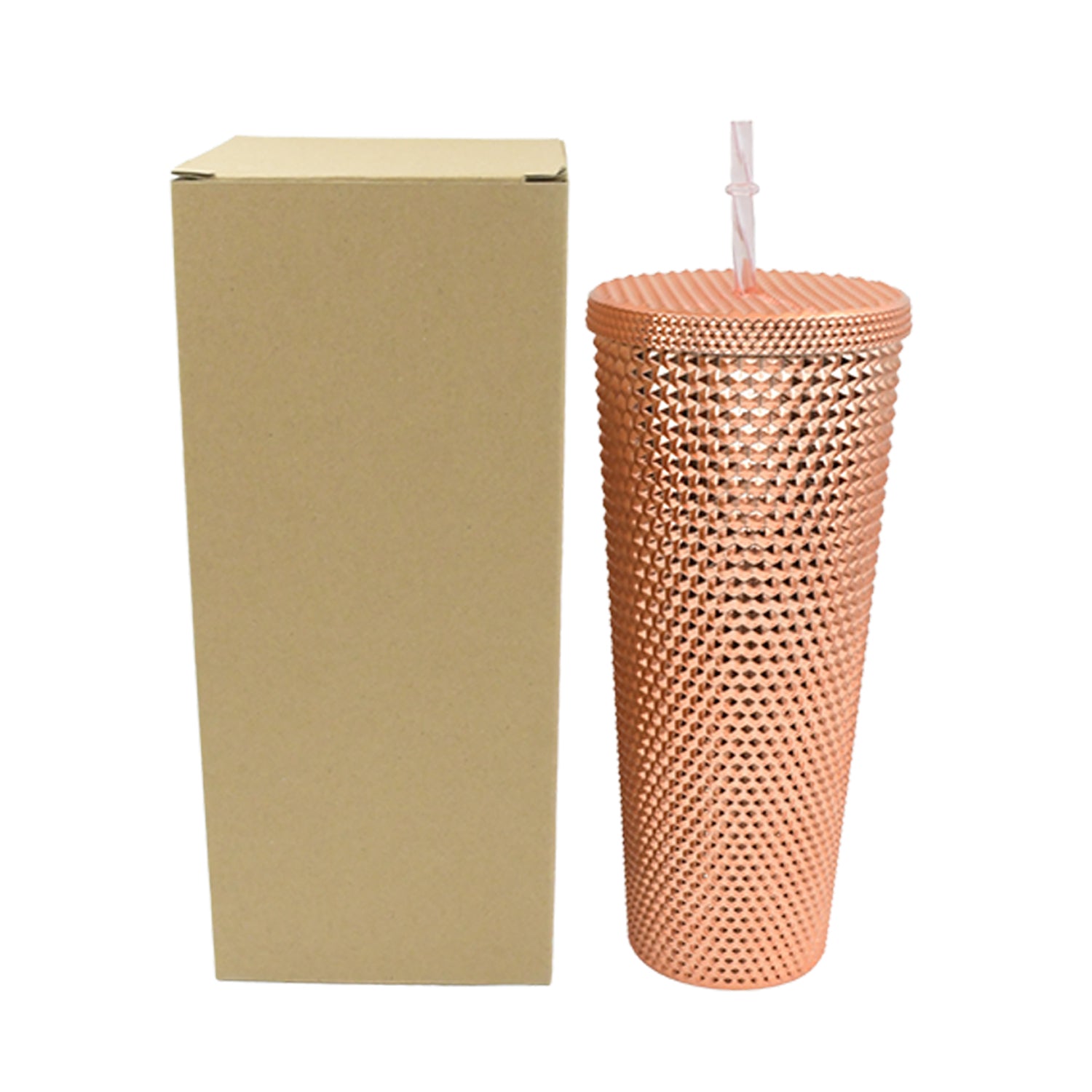 Cup with Straw Reusable Matte Studded Tumbler with Leak Proof Lid Water Cup Travel Mug  BPA Free (1 Pc)