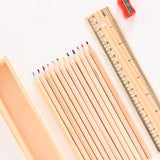 Colorful Wooden Pencil Set with Pencil box, Ruler, Sharpener For for Kids, Artist, Architect