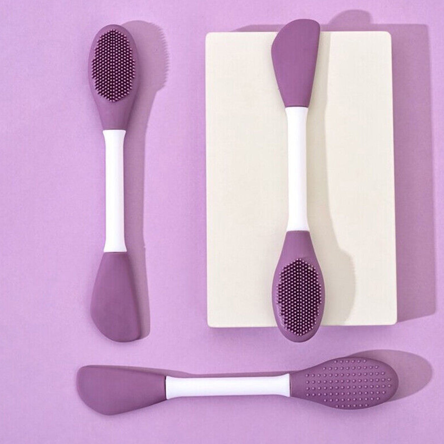Double-headed Silicone Mask Brush Face Cleansing and Applying Mud Mask Beauty Salon Special Brush Smear Tool Facial Scrub Silicone Wash Scrubber Face Tools (1 Pc)
