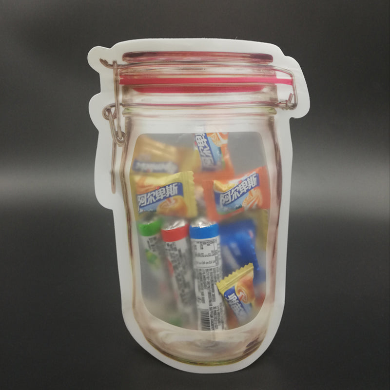 Reusable Airtight Seal Plastic Food Storage Mason Jar Zipper (500ml)