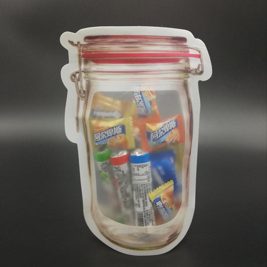 Reusable Airtight Seal Plastic Food Storage Mason Jar Zipper (500ml)